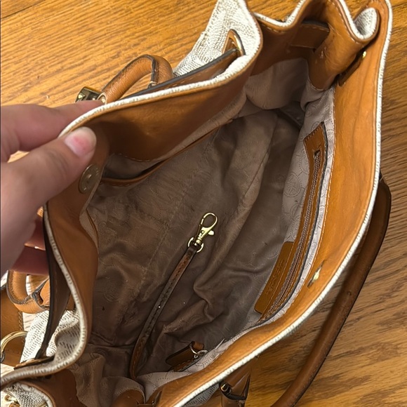 Michael Kors Brown and Cream Satchel with Gold-Tone Hardware - Picture 5 of 5